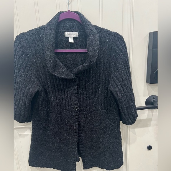 DRESS BARN SMALL SOFT heathered gray black Women's 3/4 sleeve Sweater - Picture 1 of 12